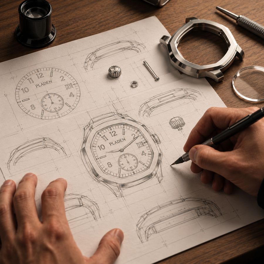 Sketching a David Pladen watch by hand